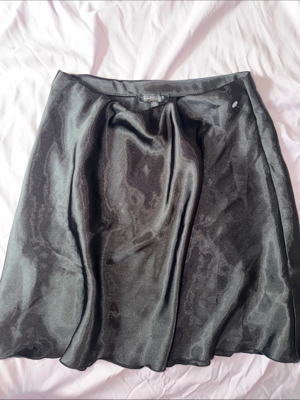Express Black Satin Circle Skirt